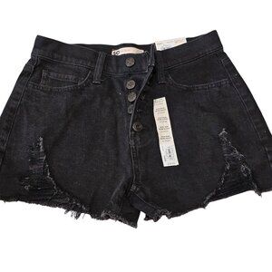 SO Black Distressed Denim High Rise Mom Shorts 3/26W Womens NWT Button Fly